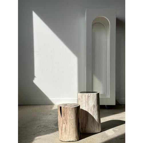 White Petrified Wood Side Table with Black Heart For Sale - Image 17 of 18