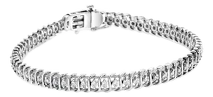 One Carat Diamond Wire Style Tennis Bracelet 14k White Gold