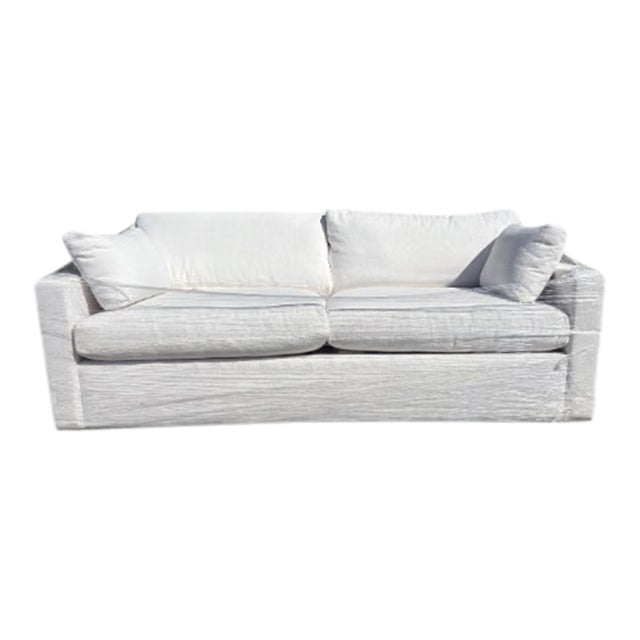 Rh Belgian Track Arm Sofa – 7' Luxe Depth – Parà Italian Performance Basket Weave in White For Sale