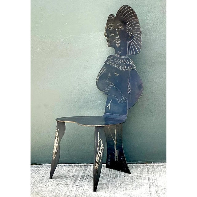 Metal Vintage Robert Moore Cubist Figurative Steele Chair For Sale - Image 7 of 12