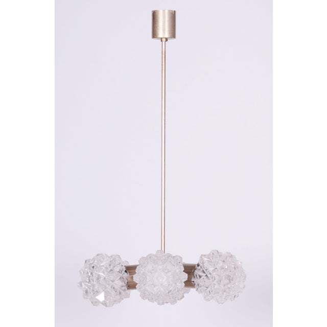 Mid-Century Czech Chandelier in Brass and Glass attributed to Kamenický Šenov, 1960s For Sale - Image 11 of 11