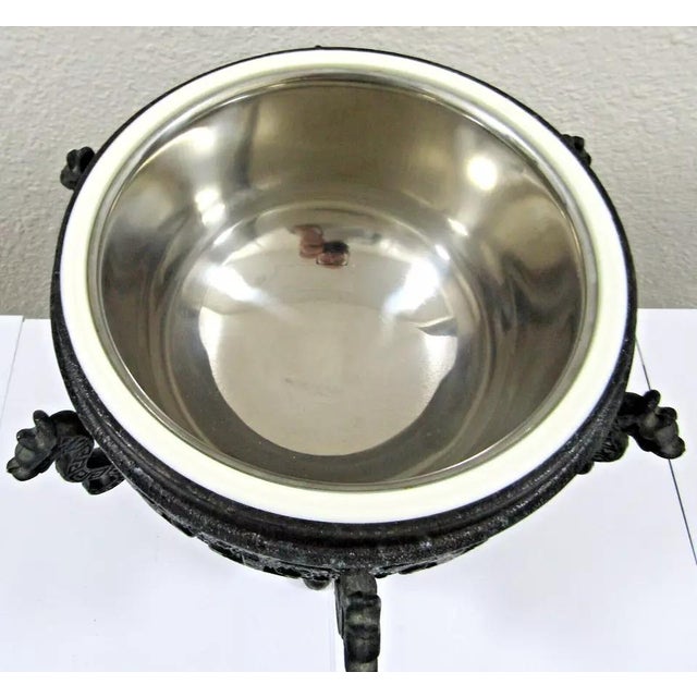 Vintage 1960's Ice Bucket Asian Motif Verdigris James Mont Style Barware For Sale - Image 12 of 12