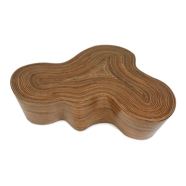 The Showtime veneer is a combination of rattan strips and coco twigs inlaid side by side, then covered with resin....