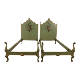 19th Century English Victorian Regency Paint Decorated Twin Beds - a Pair For Sale