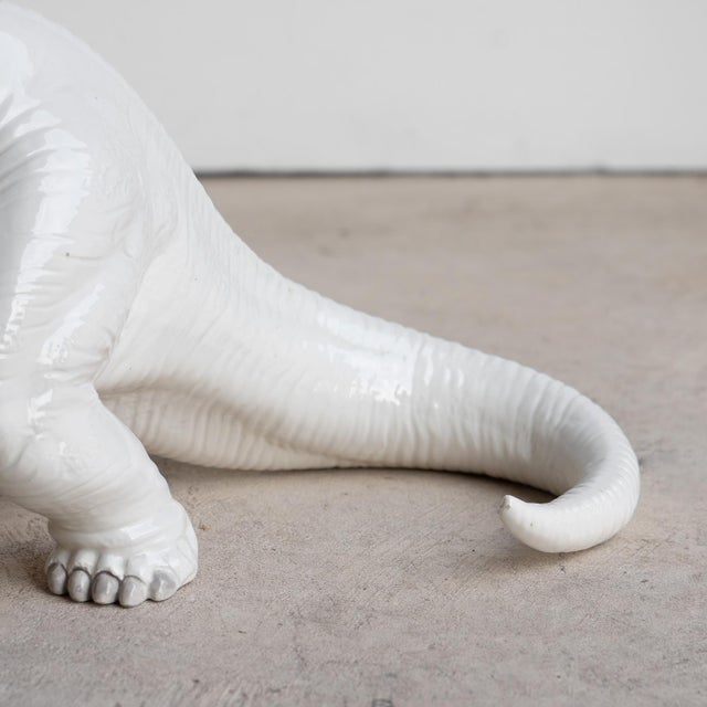 Vintage Italian Bassano Ceramic Dinosaur Sculpture - White Pottery Brontosaurus Figure, 1970s For Sale - Image 11 of 18