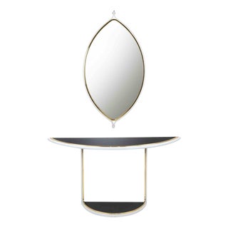 Vintage Console with Wall Mirror by Tommaso Barbi, Italy, 1970s, Set of 2 For Sale