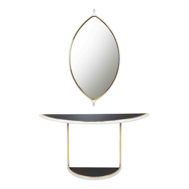 Vintage Console with Wall Mirror by Tommaso Barbi, Italy, 1970s, Set of 2 For Sale