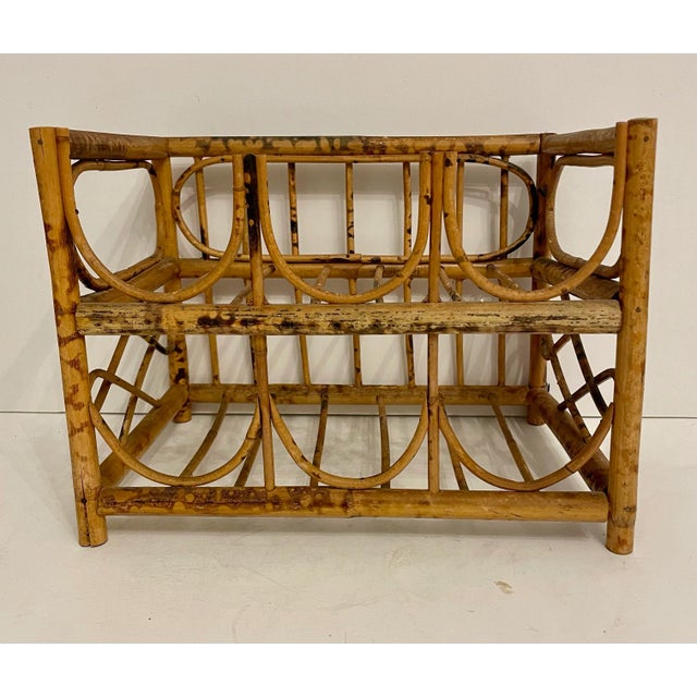 Mid-Century Modern Vintage Tortoise Bamboo 6 Bottle Wine Rack For Sale - Image 3 of 10