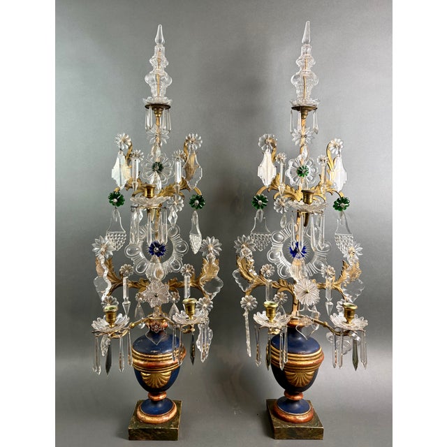 Louis XVI Gilded Bronze Crystal Pinwheel Candelabra, Set of 2 For Sale - Image 9 of 18