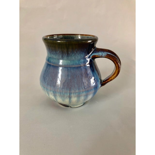 1970s Midcentury Drip Glazed Signed Eligible Pottery Pitcher / Coffee Mug For Sale - Image 5 of 5