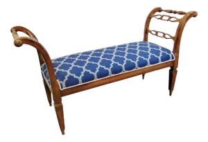 Late 20th Century Italian Style Cherry Upholstered Bench