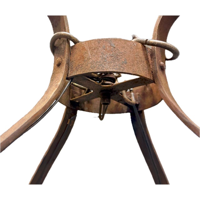 Vintage Round Iron Quatrefoil Chandelier For Sale - Image 13 of 18