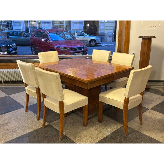 Wood Art Deco Dining Table and Chairs in Birds-Eye Maple, 1920s, Set of 9 For Sale - Image 7 of 13