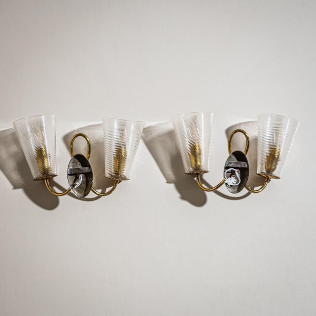 Seguso Vetri d'Arte Mid-20th Century Wall Lights, Attributed to Seguso Vetri D’Arte - a Pair For Sale - Image 4 of 8