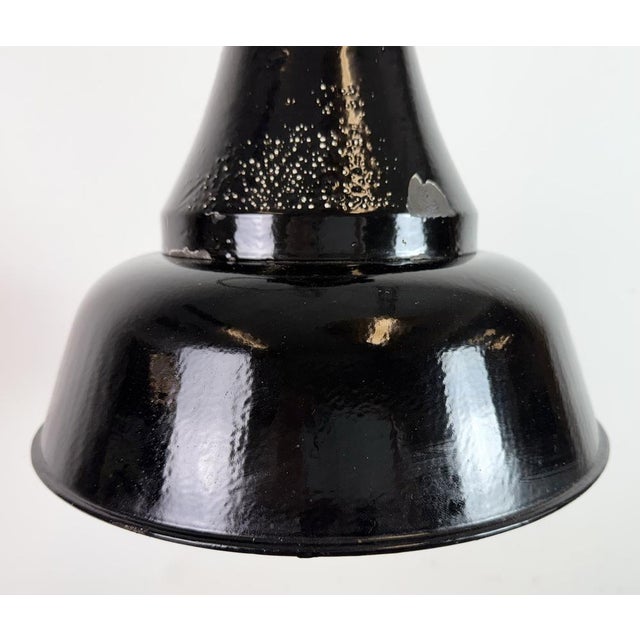 Industrial Bauhaus Black Enamel Pendant Lamp, 1930s For Sale - Image 4 of 18