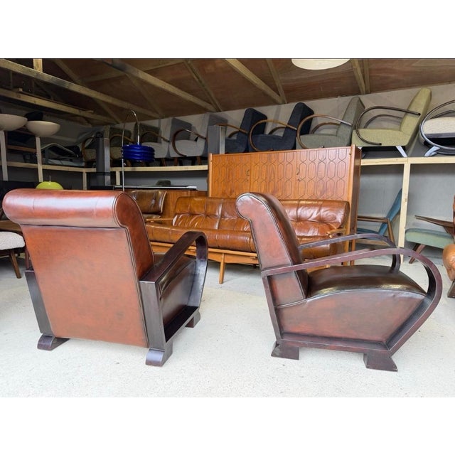 Brown Art Deco Chairs by Jindřich Halabala, Set of 2 For Sale - Image 8 of 18