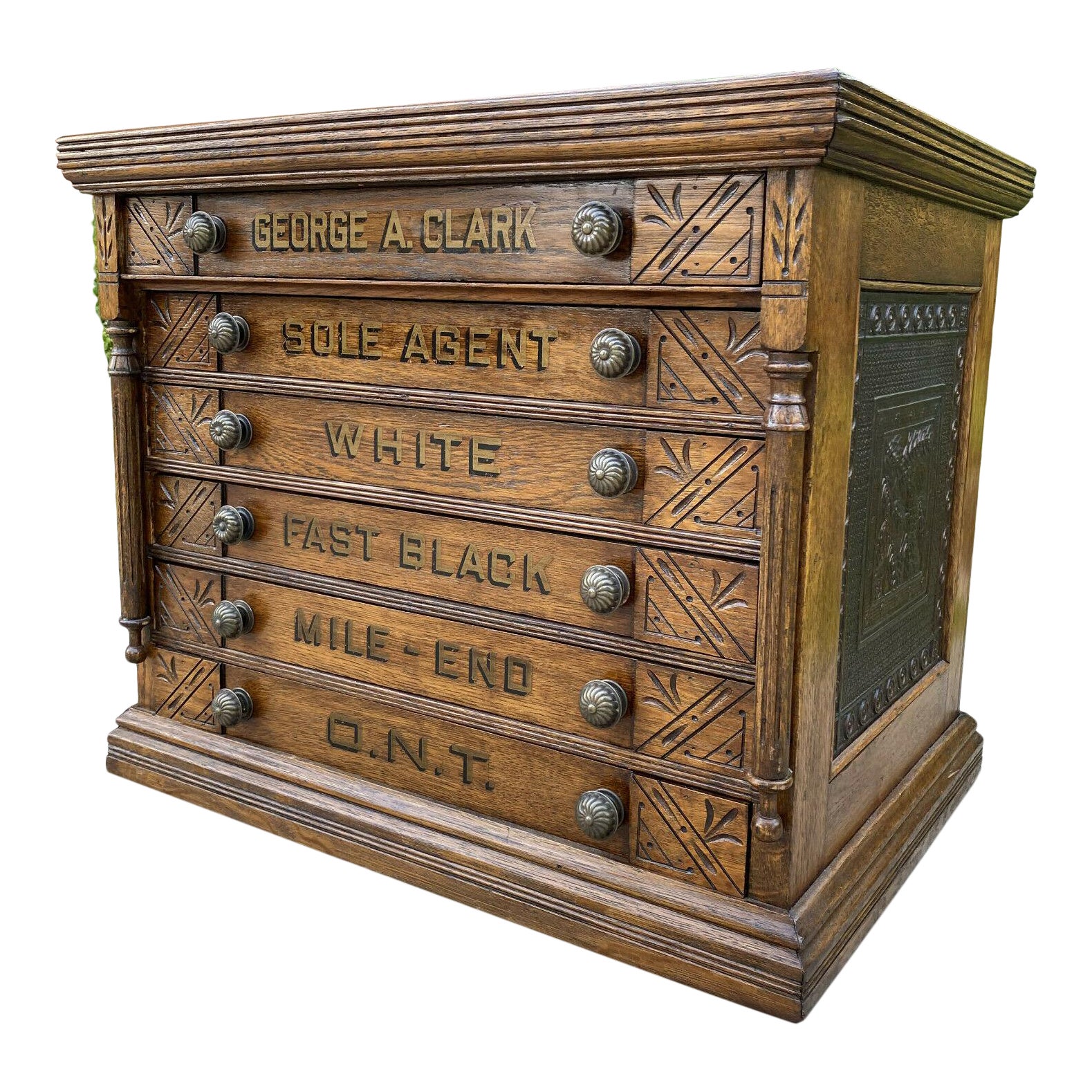 Antique George A Clark General Store Oak Spool Cabinet Chairish