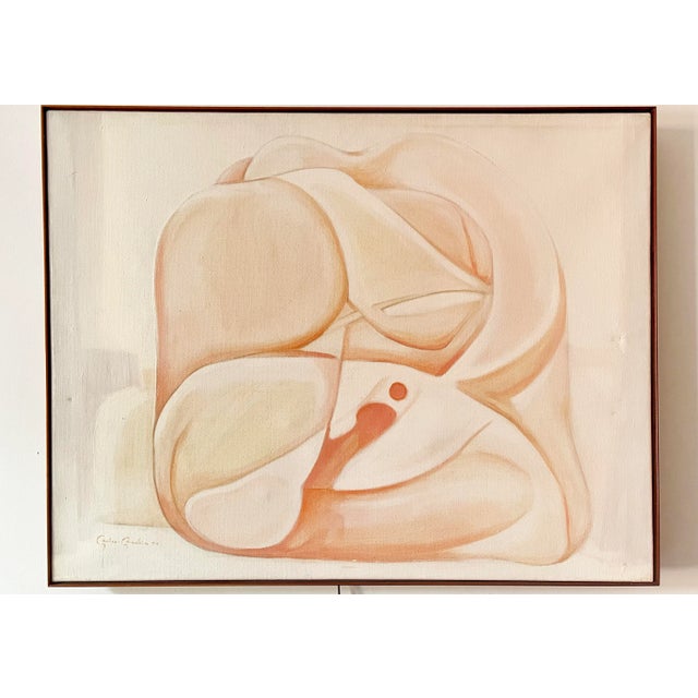 Beige A. Nobre-Madeira, Abstraction, 1975, Oil on Canvas For Sale - Image 8 of 8