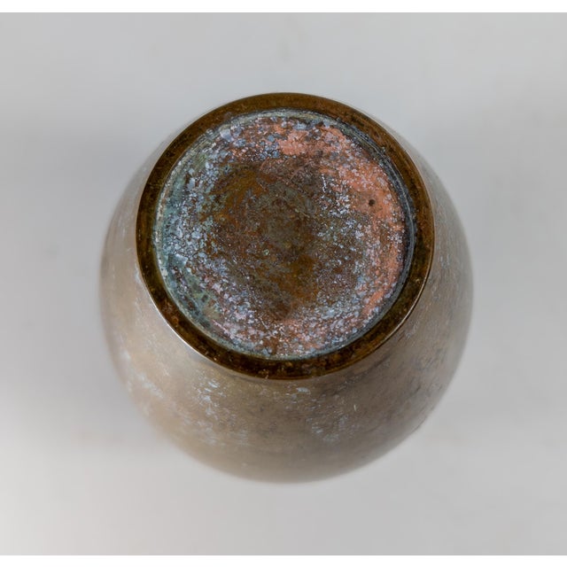 Bronze Mid-Century Japanese Asian Modern Bronze Vase With Patina For Sale - Image 8 of 8