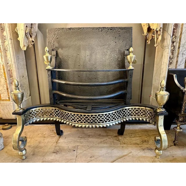 Silver Early 19th Century Georgian Wrought Iron and Brass Fire Grate, 1810s For Sale - Image 8 of 10