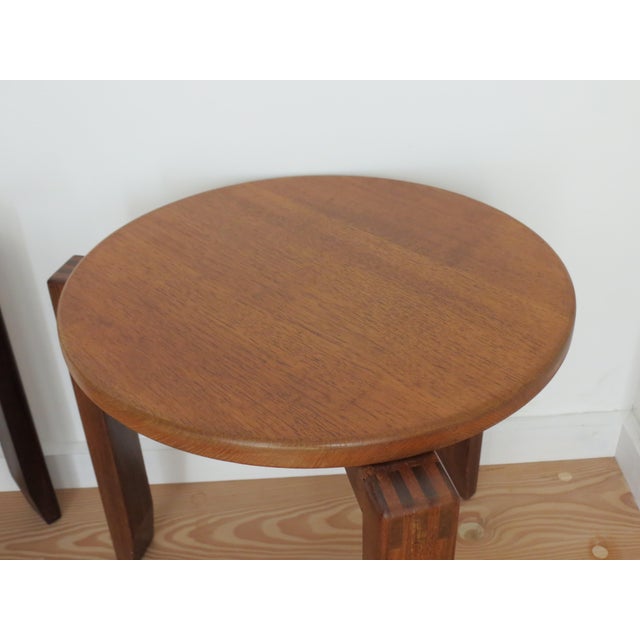 Wood Mid-Century Teak Round Stacking Side Tables, 1960s, Set of 2 For Sale - Image 7 of 18