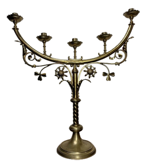Large Brass Five-Arm Candleholder