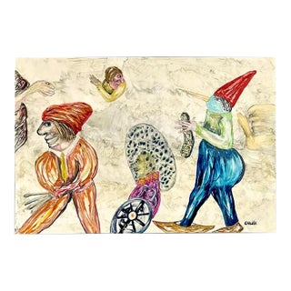 Ramon Carulla, Cuban Art Abstract Oil Painting Latin American Ramon Carulla Surrealist Folk Art For Sale