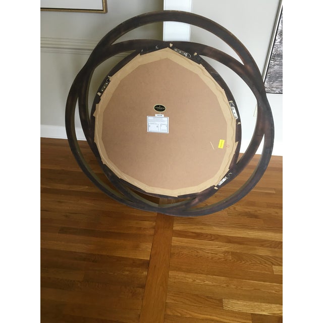 Wood Classic Black/Gold Leaf Openwork Framed 48” Round Wall Mirror For Sale - Image 7 of 9