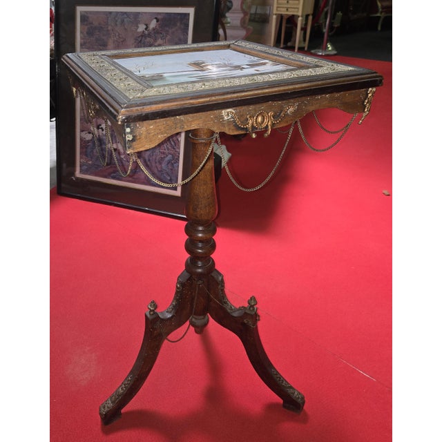 Napoleon III Pedestal Table with Porcelain-Painted Top For Sale - Image 5 of 6