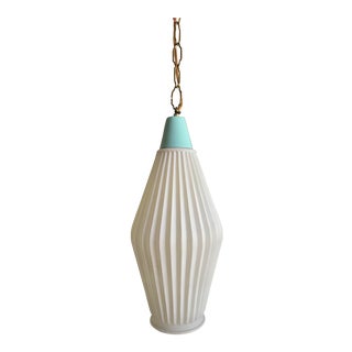 Mid-Century Hanging Glass Ribbed Prism Pendant Lamp For Sale