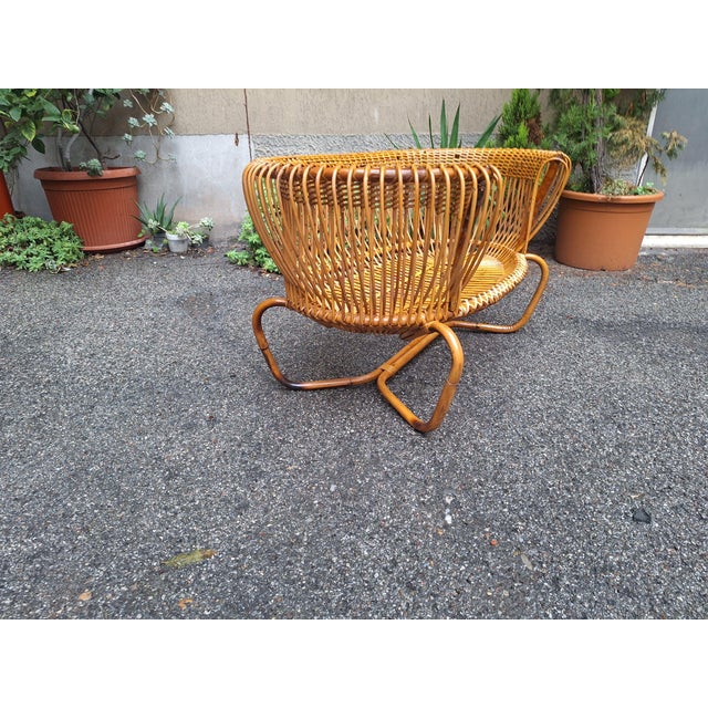 Wood Large Vintage Rattan Armchair, 1950s For Sale - Image 7 of 15