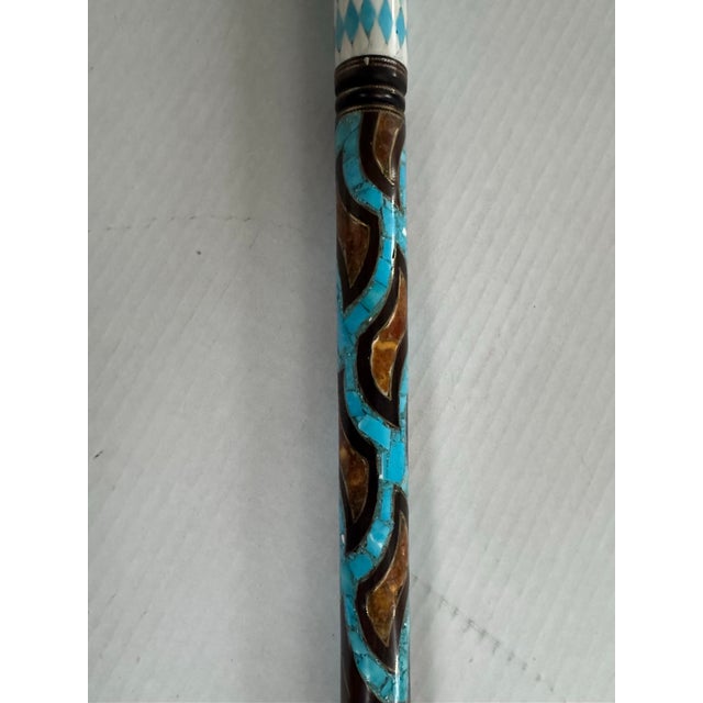 Turquoise Vintage Ornately Decorated Cane/Walking Stick For Sale - Image 8 of 9