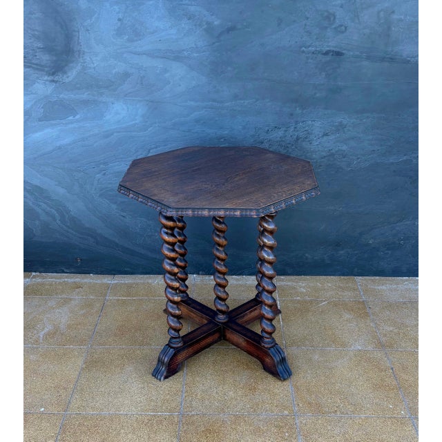 Barley Twist Octagonal Side Table, 20th Century For Sale - Image 9 of 13