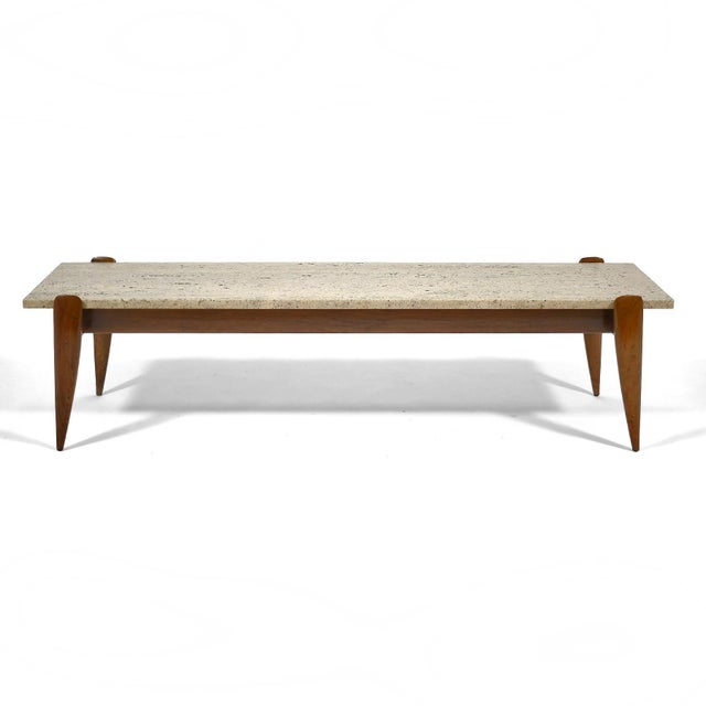 Mid-Century Modern Gio Ponti Travertine Coffee Table For Sale - Image 3 of 11