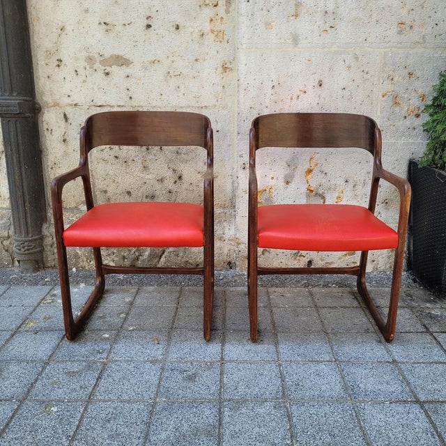 Wood Mid-Century Wooden Traineau Chairs from Baumann, France, 1960s, Set of 2 For Sale - Image 7 of 18