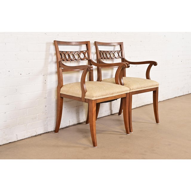 Kindel Furniture Regency Carved Cherry Wood Armchairs, Pair For Sale - Image 12 of 12