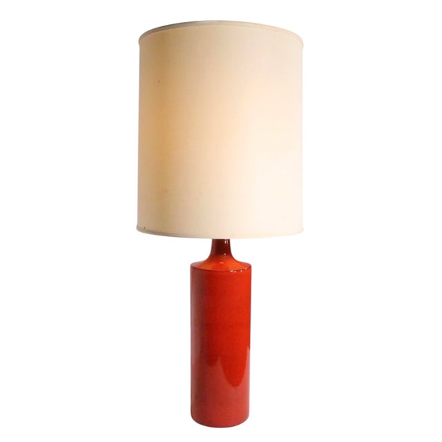 Lotte and Gunnar Bostlund Mid 20th Century Danish Modern Style Ceramic Table Lamp For Sale - Image 4 of 9