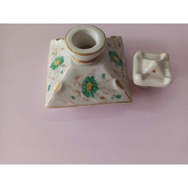 Ceramic Antique French Hand Painted Porcelain Perfume Bottles, Set of 2 For Sale - Image 7 of 14
