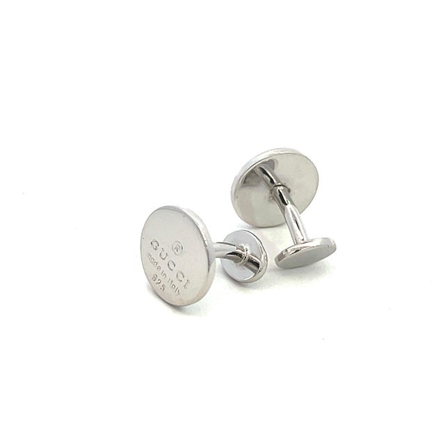 1990s 1990s Pair of Authentic Gucci Estate Mens Cufflinks Sterling Silver For Sale - Image 5 of 8