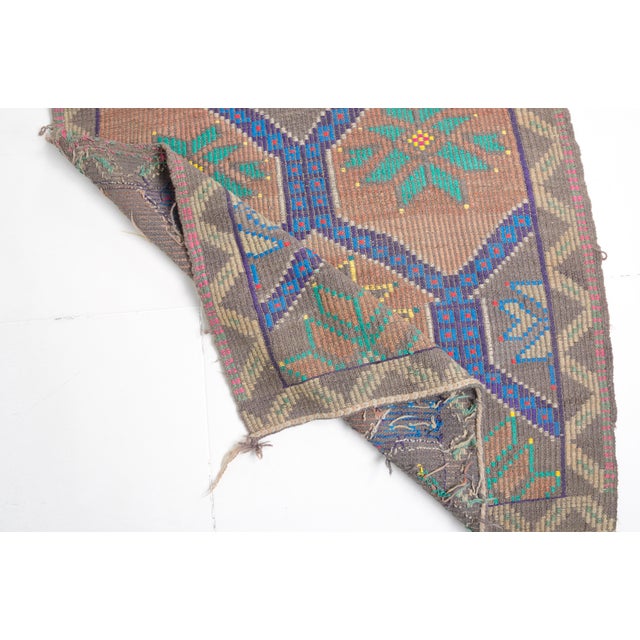 Tribal Oushak Geometric Vintage Kilim Runner For Sale - Image 4 of 10