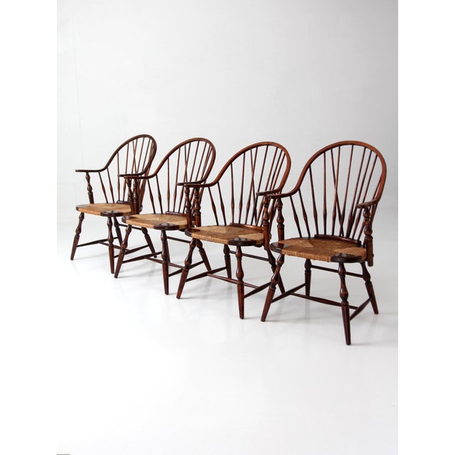 Farmhouse Vintage Windsor Armchair Set of 4 For Sale - Image 3 of 18