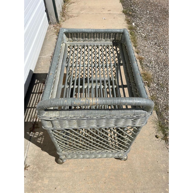 Vintage Wicker Bar Cart Bohemian Mid Century Retro Serving Table For Sale - Image 6 of 10