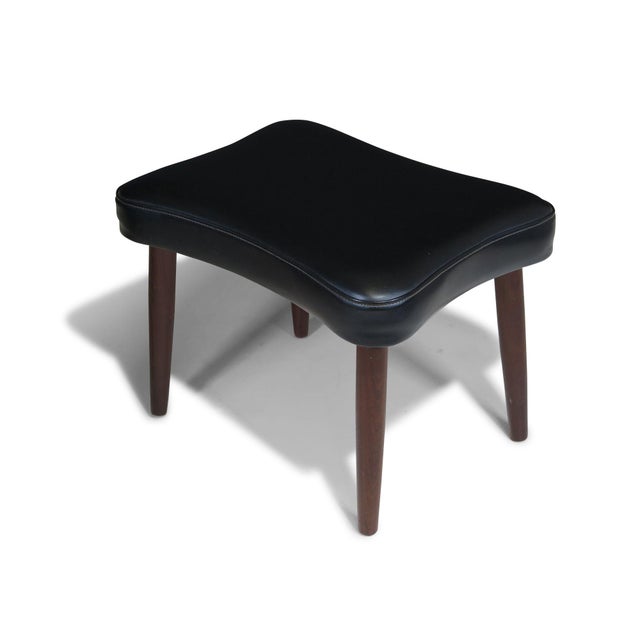Mid-Century Modern Mid 20th Century Pair of Danish Ottomans in Original Black Vinyl For Sale - Image 3 of 8
