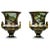 20th Century Hand-Painted Deep Blue and Gilt Sieve Vases, Set of 2 For Sale