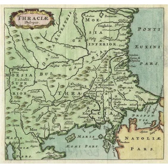 Map of Thrace or Thrake in Southeast Europe by Aeg, 1685 For Sale
