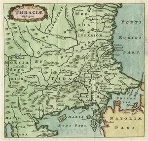 Map of Thrace or Thrake in Southeast Europe by Aeg, 1685