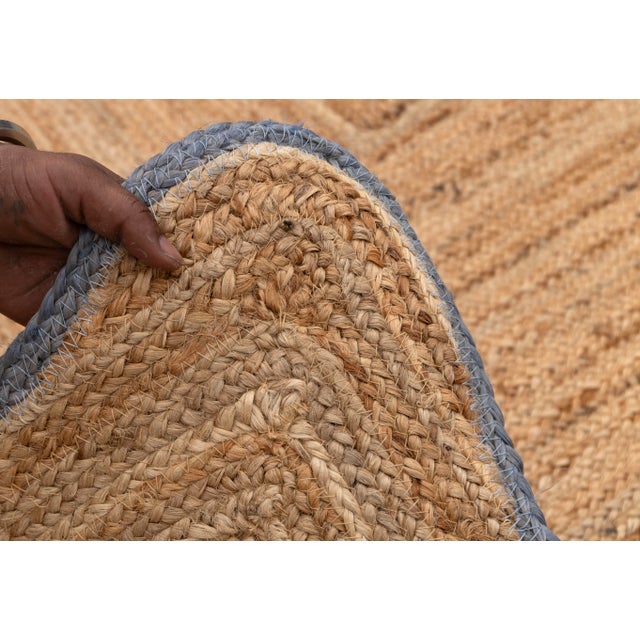 9x12Ft. Grey Wave Scallop Jute Rug For Sale - Image 9 of 12
