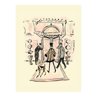 Strolling Lady and Her Poodle Contemporary Figurative Reproductive Print by Pauline De Roussy De Sales For Sale