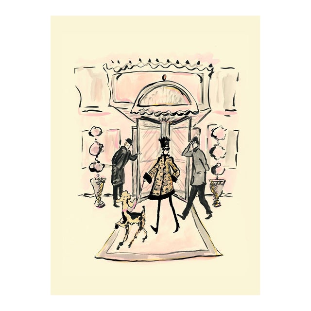Strolling Lady and Her Poodle Contemporary Figurative Reproductive Print by Pauline De Roussy De Sales For Sale
