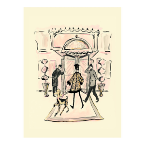 Strolling Lady and Her Poodle Contemporary Figurative Reproductive Print by Pauline De Roussy De Sales